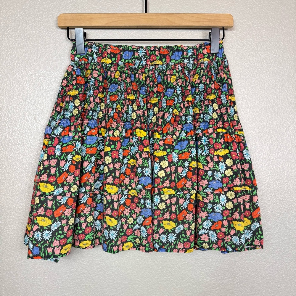 PERSEVERANCE London Floral smocked Short Ruffled mini Skirt‎ Size 6 B - Picture 3 of 10